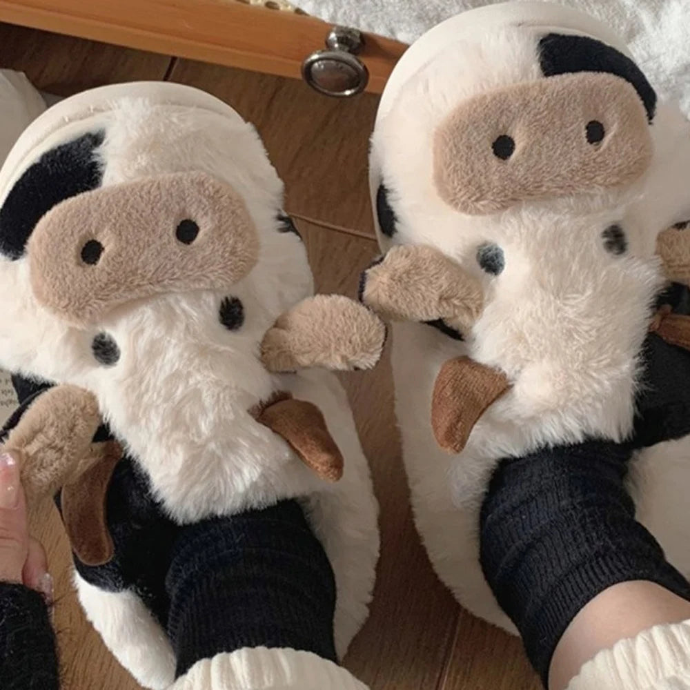 Cozy Cow Plush Slippers ✅