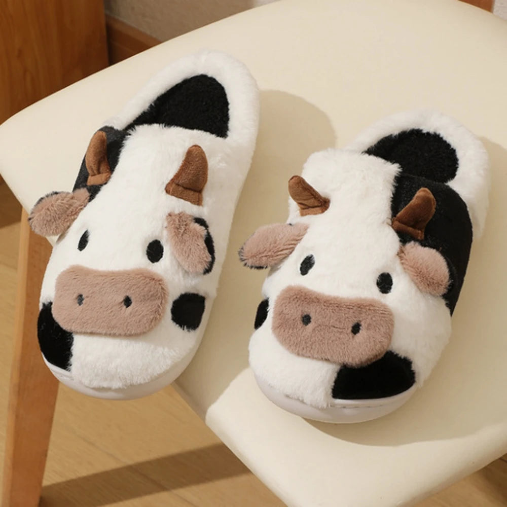 Cozy Cow Plush Slippers ✅