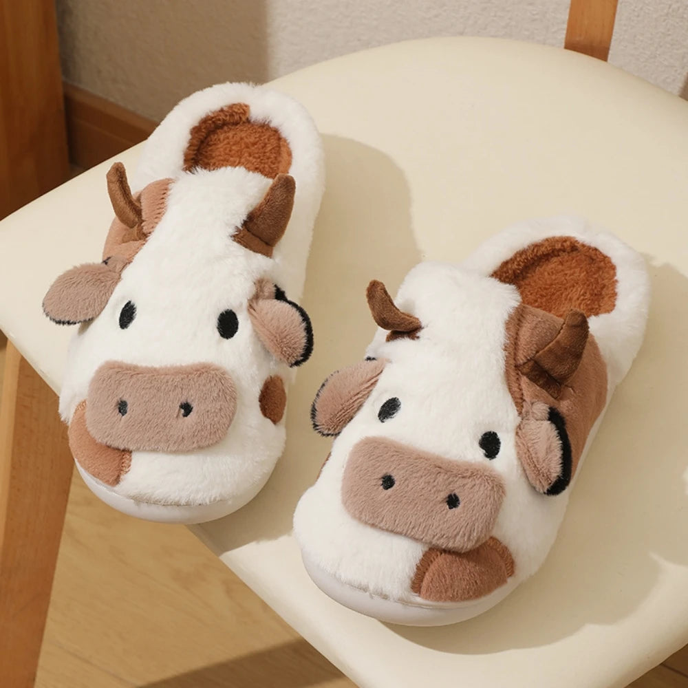 Cozy Cow Plush Slippers ✅