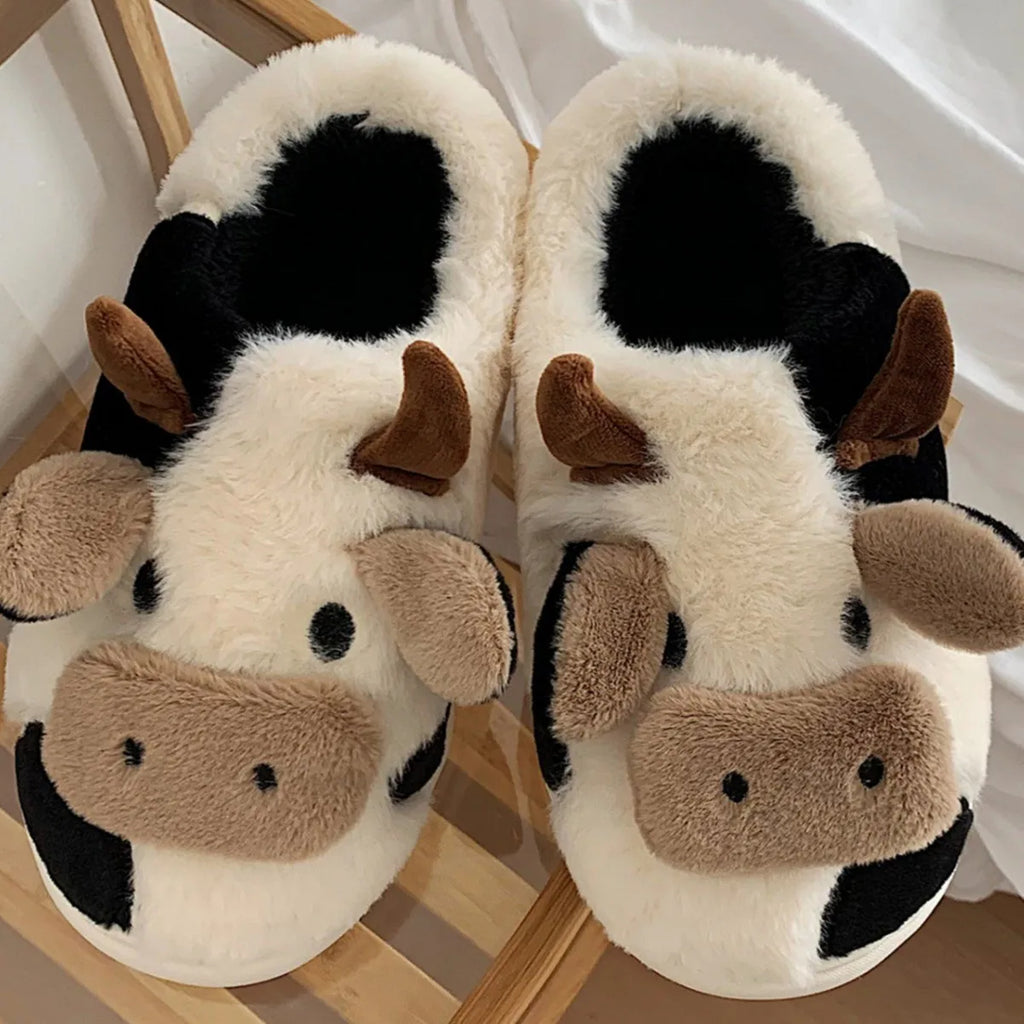 Cozy Cow Plush Slippers ✅