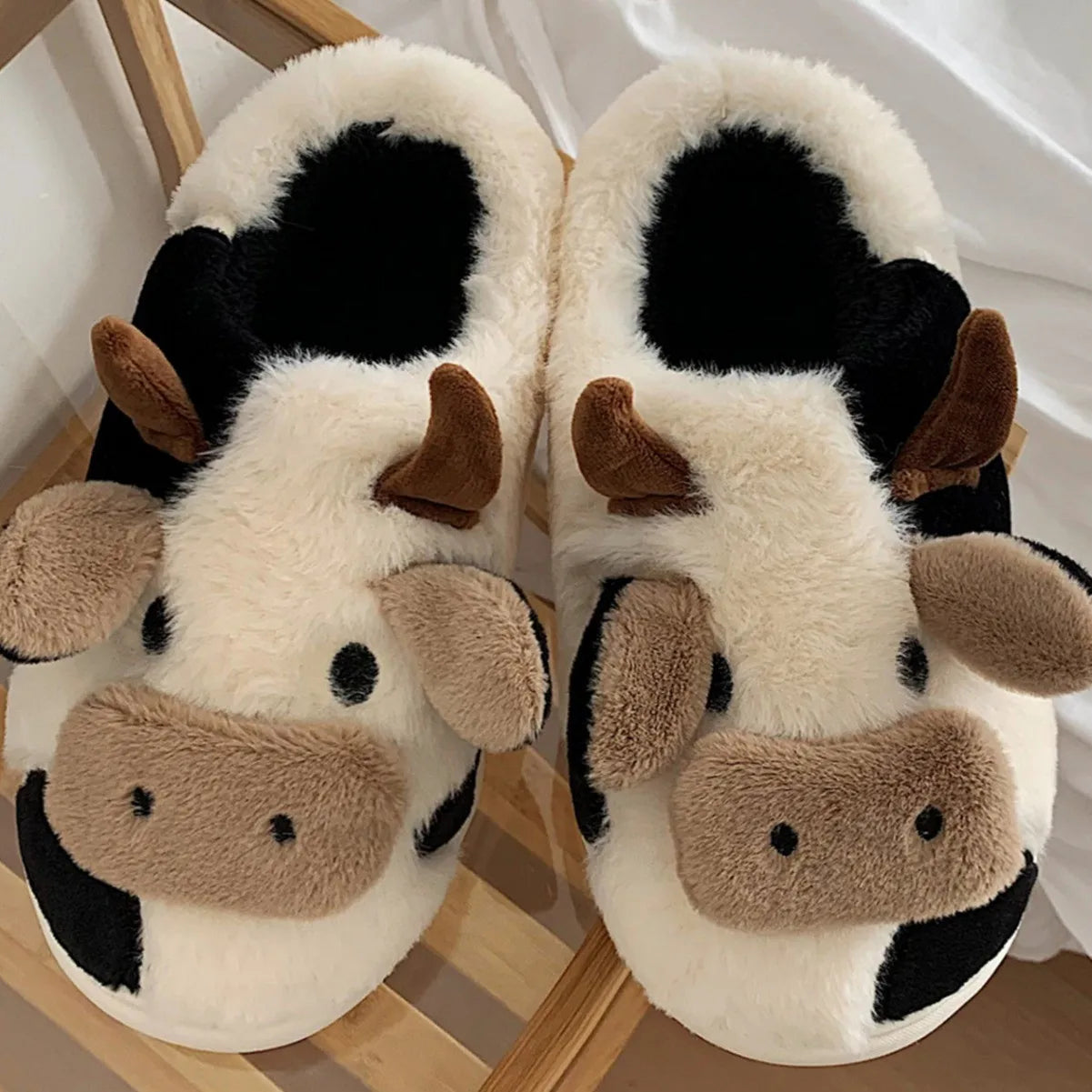 Cozy Cow Plush Slippers ✅